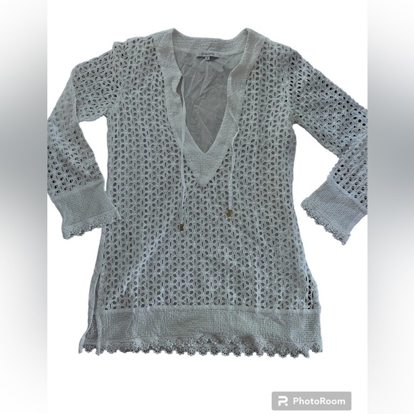 ODADEMAR long sleeve white cover up sz small - Picture 1 of 10